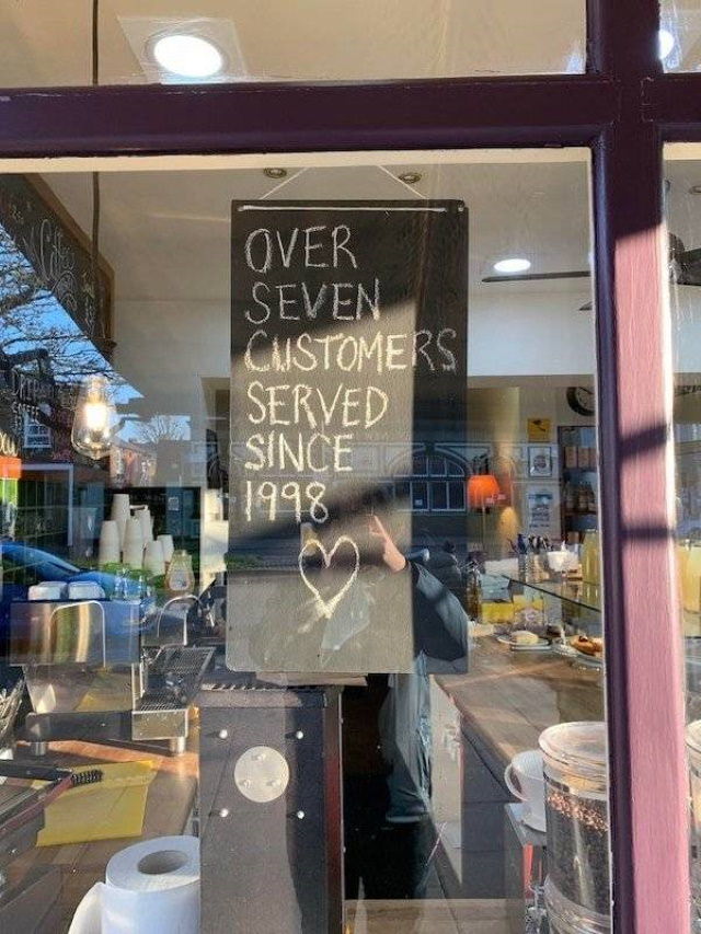 Funny Signs over 7 customers