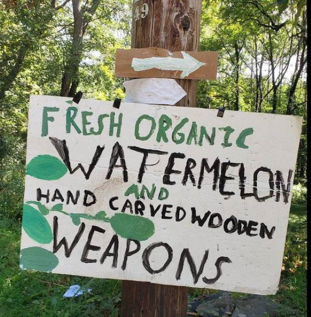 Funny Signs watermelons and weapons