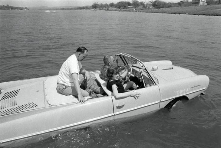 Extraordinary and Poignant Images President Lyndon B. Johnson water surfing car
