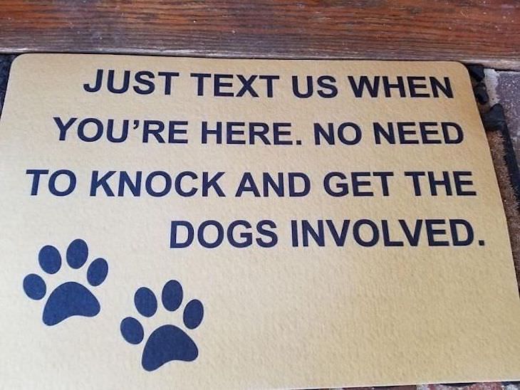 15 Hilariously Creative Doormats text us