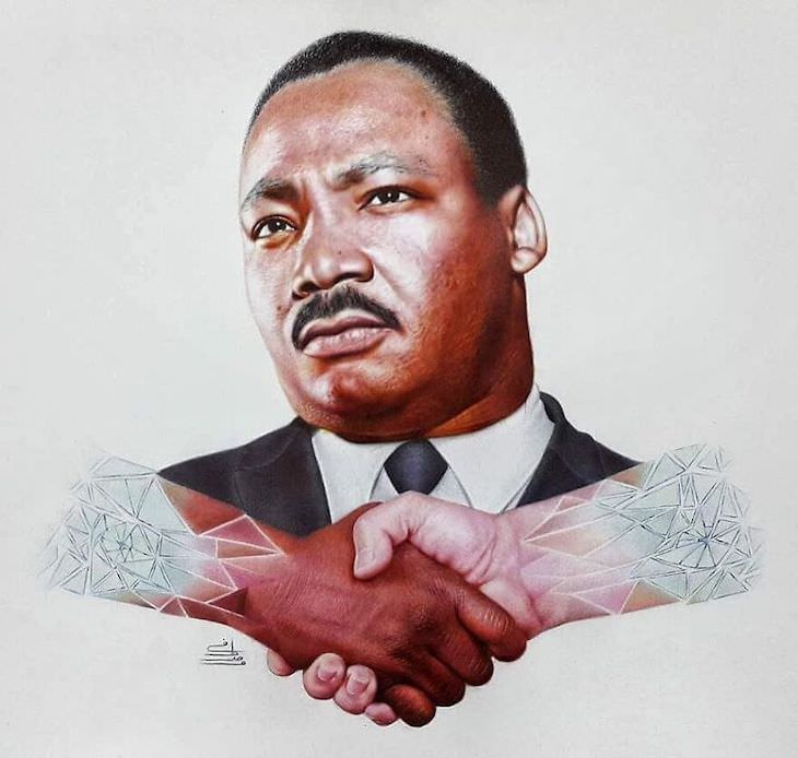 Hyperrealistic ballpoint pen drawings by Mostafa Khodeir Martin Luther King