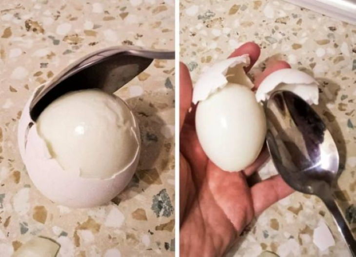 Cooking Tricks peel boiled eggs with spoon