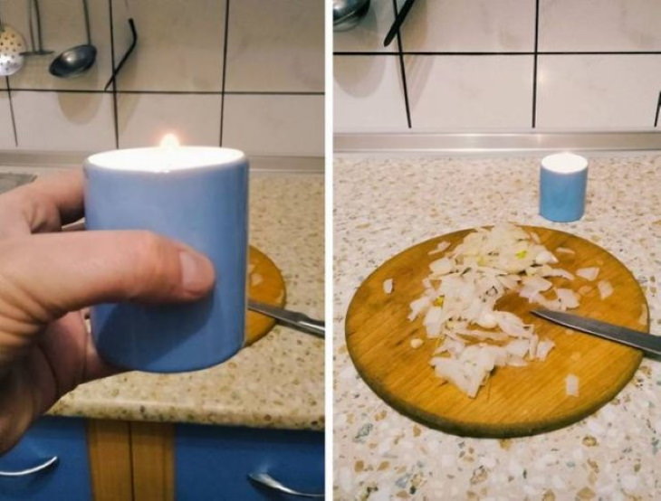 Cooking Tricks burning candle near your chopping board to cut onions