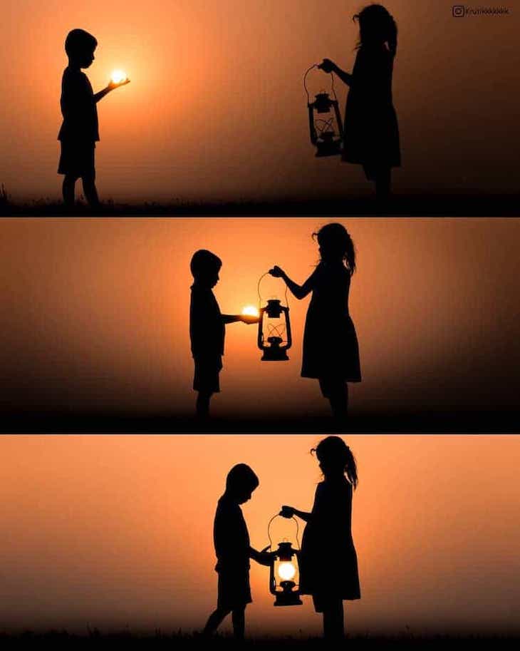 Whimsical Sunset Silhouette Photo by Krutik Thakur oil lamp