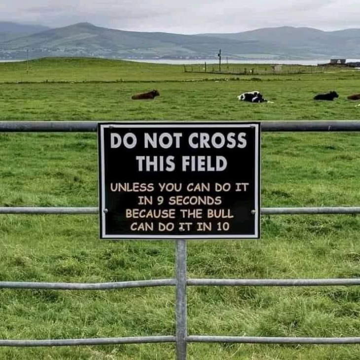 funny signs don't cross the field