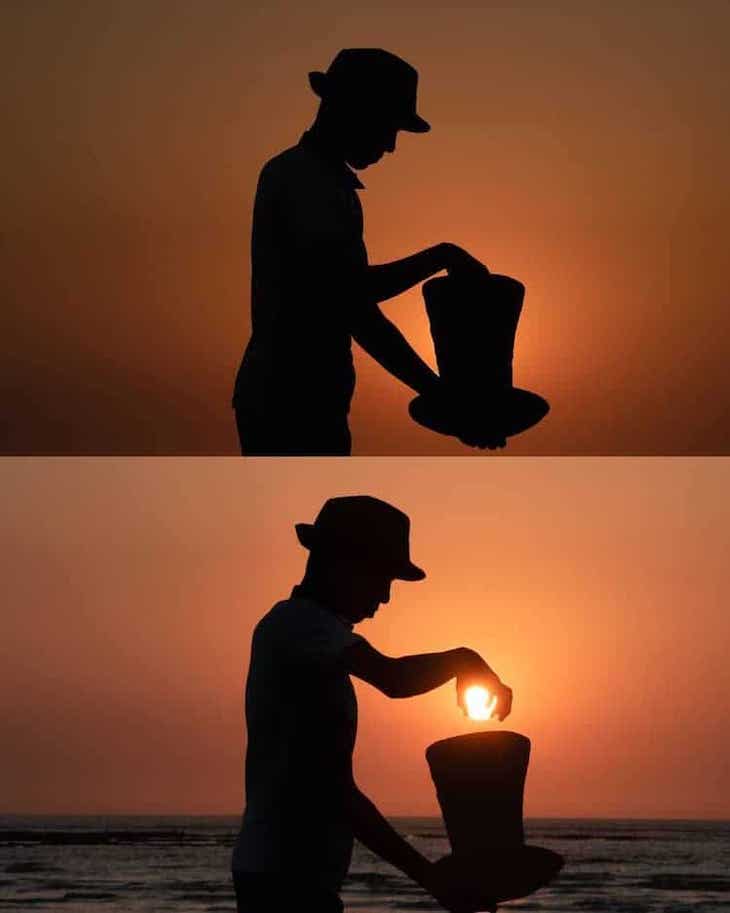 Whimsical Sunset Silhouette Photo by Krutik Thakur hat