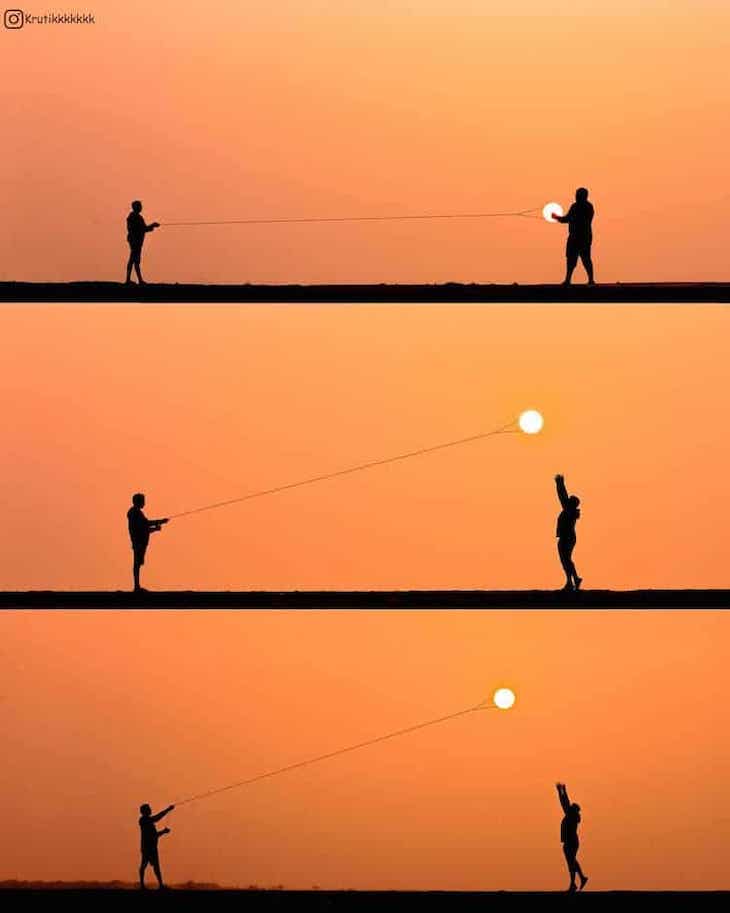 Whimsical Sunset Silhouette Photo by Krutik Thakur catch