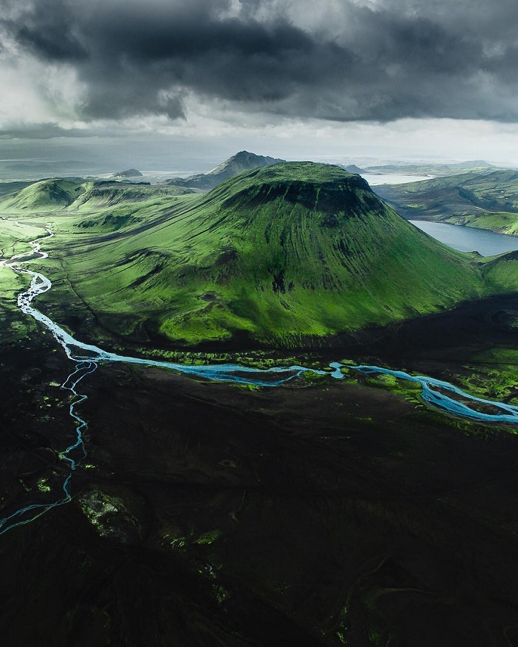 Iceland Aerial Shots, mountains and clouds