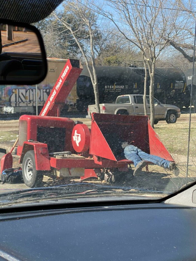 Construction Fails man in woodchipper 