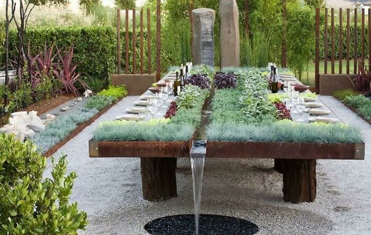 Creative Gardening Ideas and Tricks Outdoor table with an integrated herb garden
