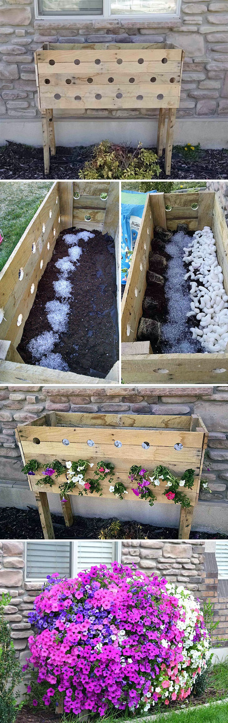 Creative Gardening Ideas and Tricks Pallet planter box for cascading flowers