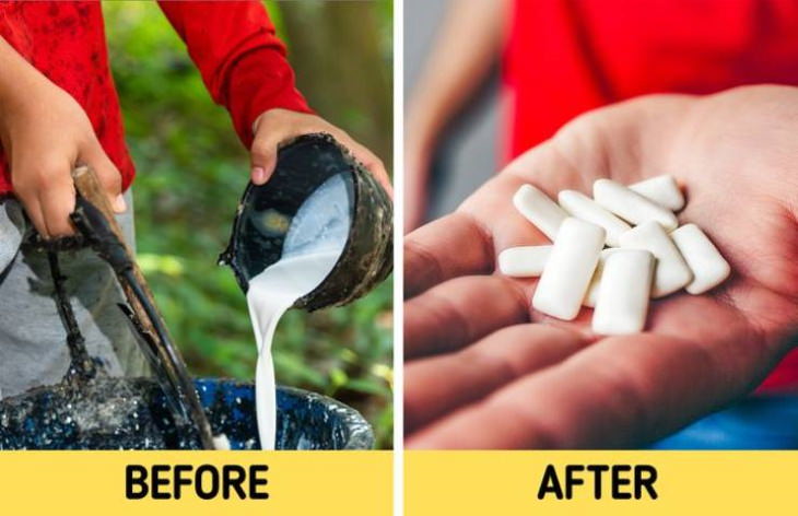 before and after manufacturing chewing gum 