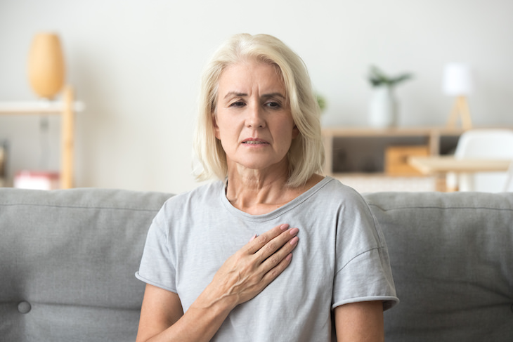 The Link Between Breakfast and Heart Health woman with chest pain