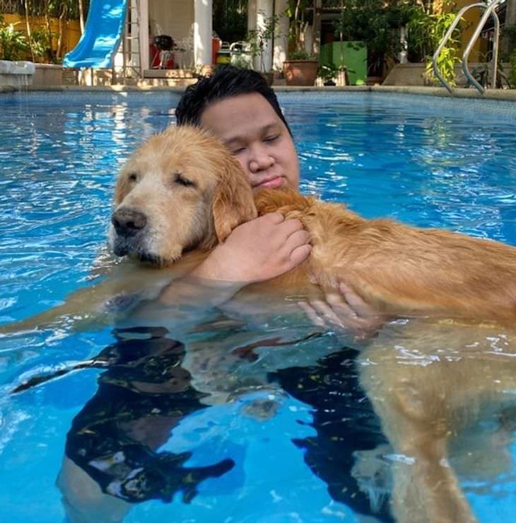 Heartwarming and Happy Moments dog swimming