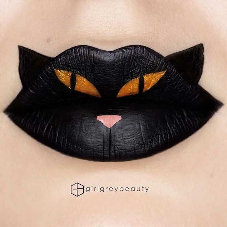 Andrea Reed's Stunning Lip Art black cat