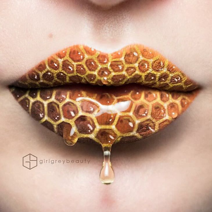 Andrea Reed's Stunning Lip Art honeycomb