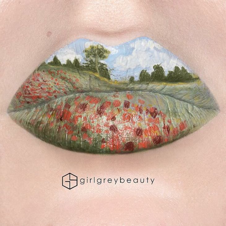 Andrea Reed's Stunning Lip Art landscape