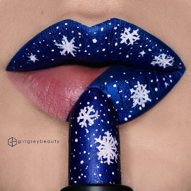 Andrea Reed's Stunning Lip Art snowflakes