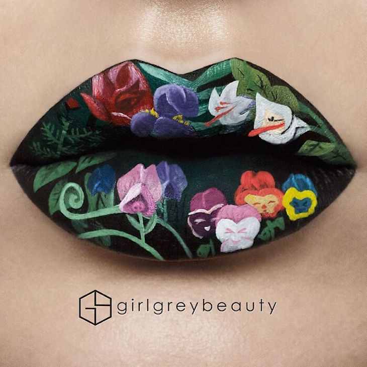 Andrea Reed's Stunning Lip Art flowers