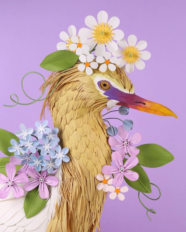 Brilliant Paper Sculptures of Birds & Butterflies by Diana Beltran Herrera Egret
