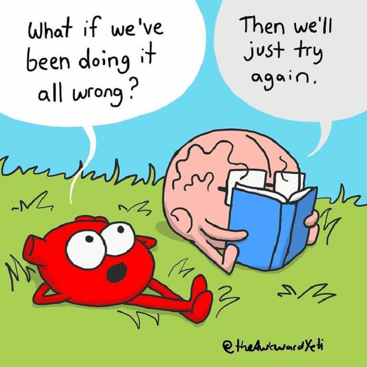 Funny Comics, Brain vs. Heart, thinking