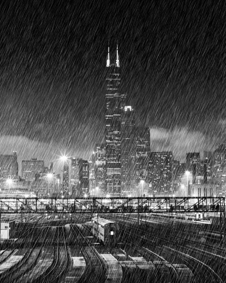 Evocative B&W Photography by Jason M. Peterson rainy city