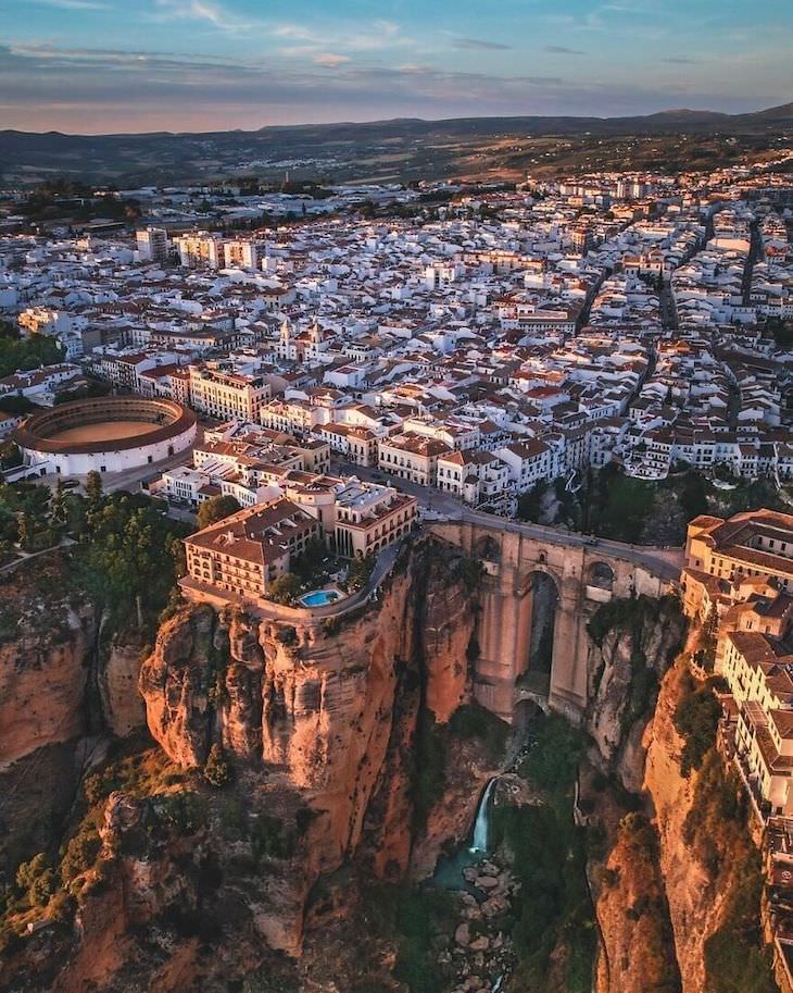 25 Aerial Shots of the World's Beautiful Landmarks Ronda In Andalucia, Spain