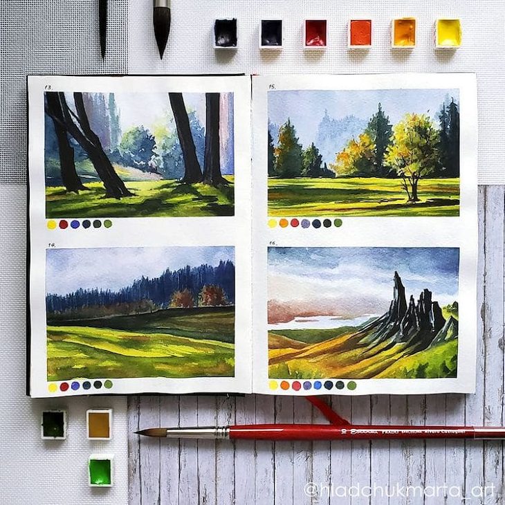 Watercolor Studies of Landscapes, painting