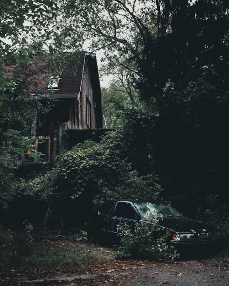 Eerily Handsome Abandoned Buildings house and BMW