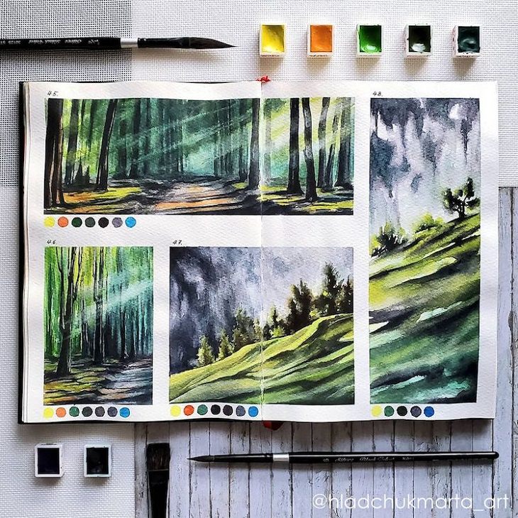 Watercolor Studies of Landscapes, 