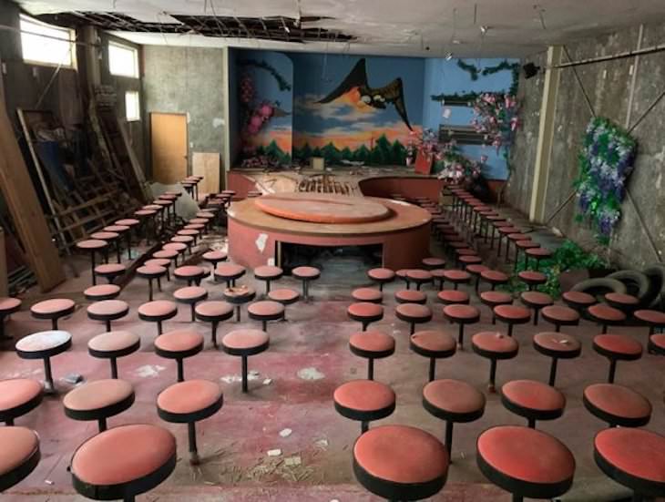 Eerily Handsome Abandoned Buildings A strip club or “oppabu” in Japan,