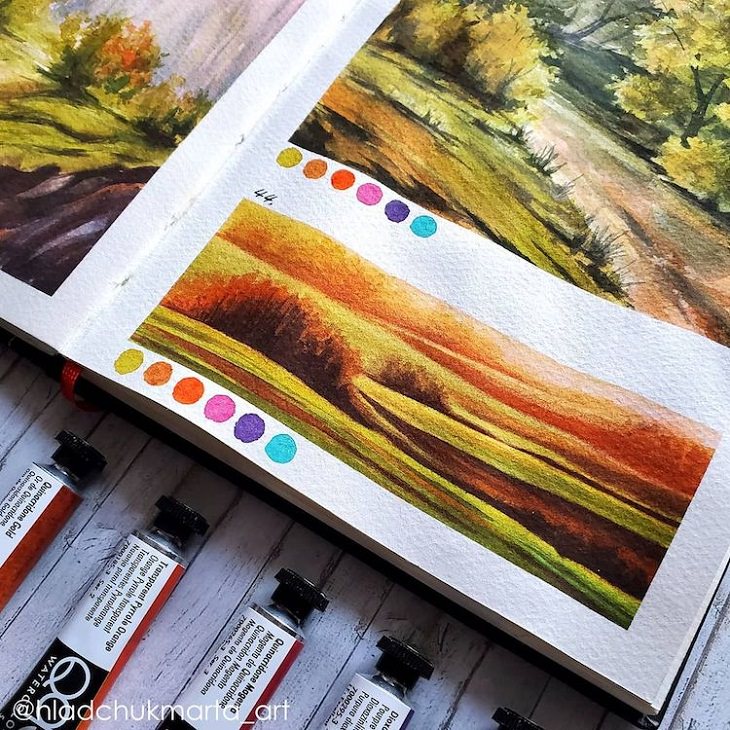 Watercolor Studies of Landscapes, paint
