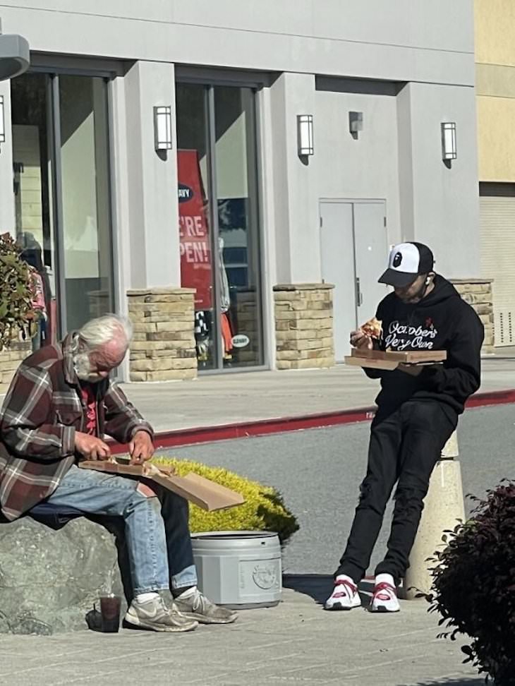 13 Heartwarming Stories of Brave and Kind People lunch with homeless person