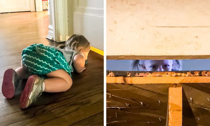 Funny Photos Capturing the Essence of Parenthood working in the basement