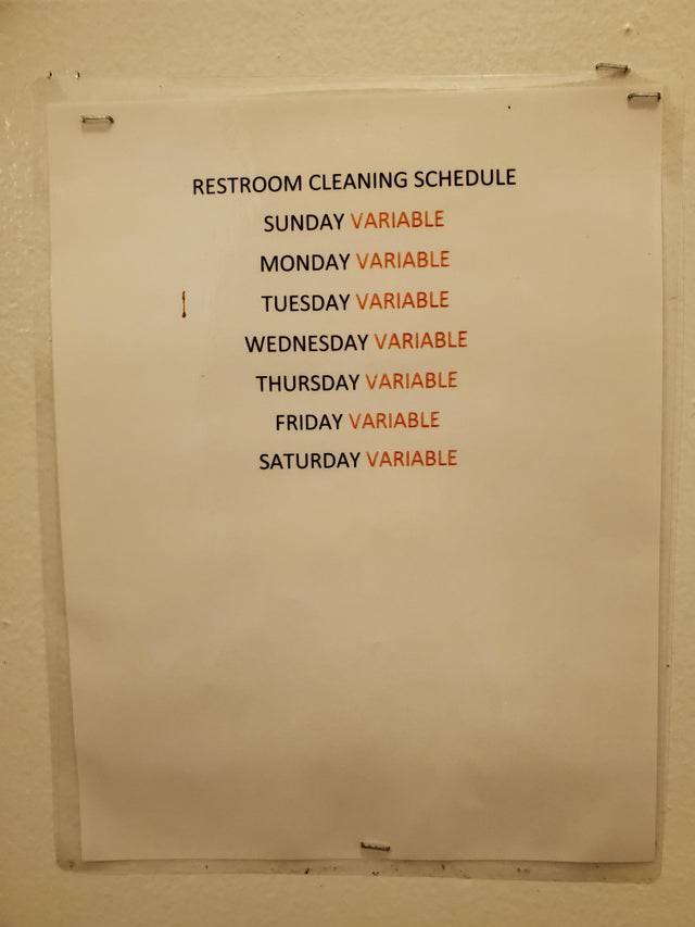 Funny Signs cleaning schedule