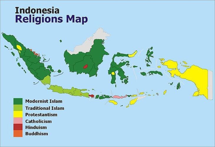 Fun Informative Maps On A Variety of Topics religious map of Indonesia