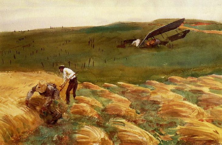  Pinturas De John Sargent,“Avión estrellado” (1918)