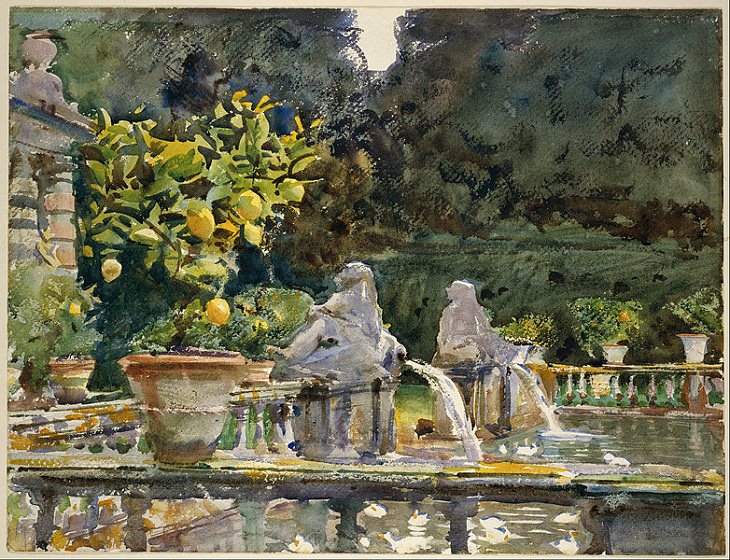  Pinturas De John Sargent, “Villa di Marlia, Lucca: una fuente” (1910)