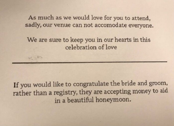 Silly Bride Requests, invitation 