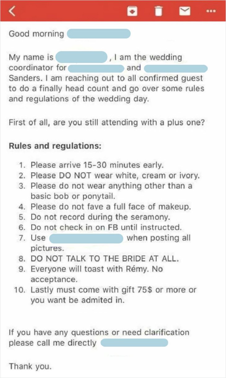 Silly Bride Requests, rules