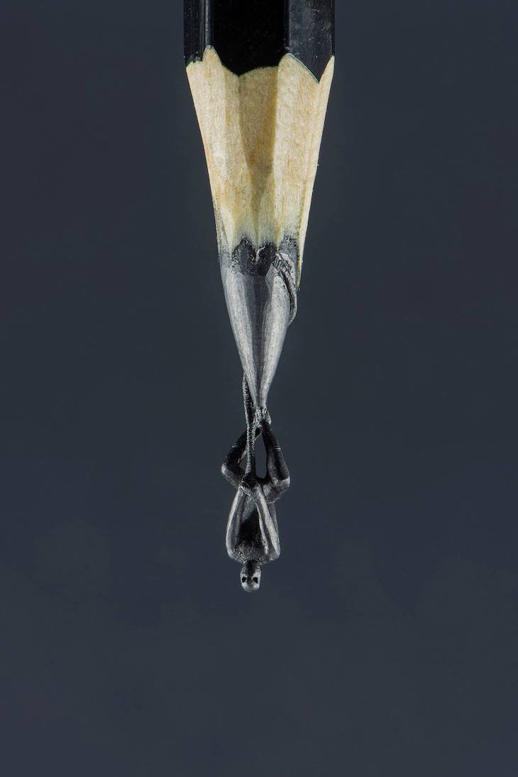 Pencil lead sculptures by Jasenko Đorđević upside down