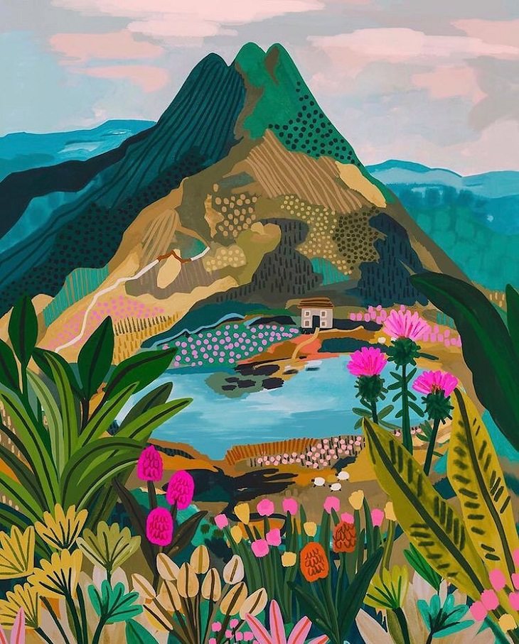 Colorful Travel Illustrations, mountains