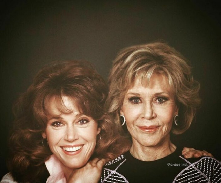 Celebs Hanging Out With Their Younger Selves, Jane Fonda