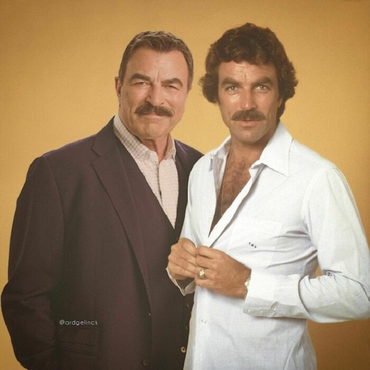 Celebs Hanging Out With Their Younger Selves, Tom Selleck