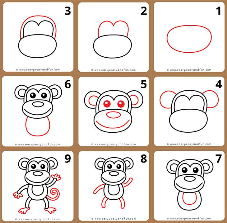 Animal Drawing Tutorials for Kids and Beginners monkey