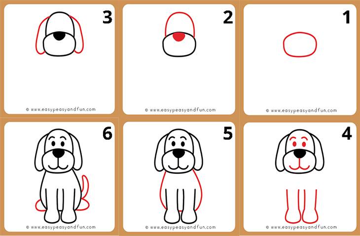 how to draw a dog step by step for kids easy