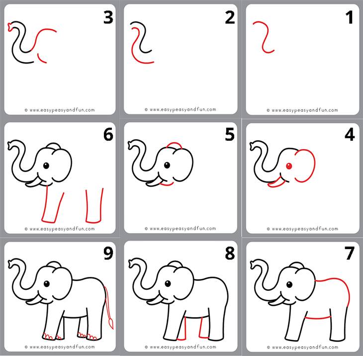 Animal Drawing Tutorials for Kids and Beginners elephant