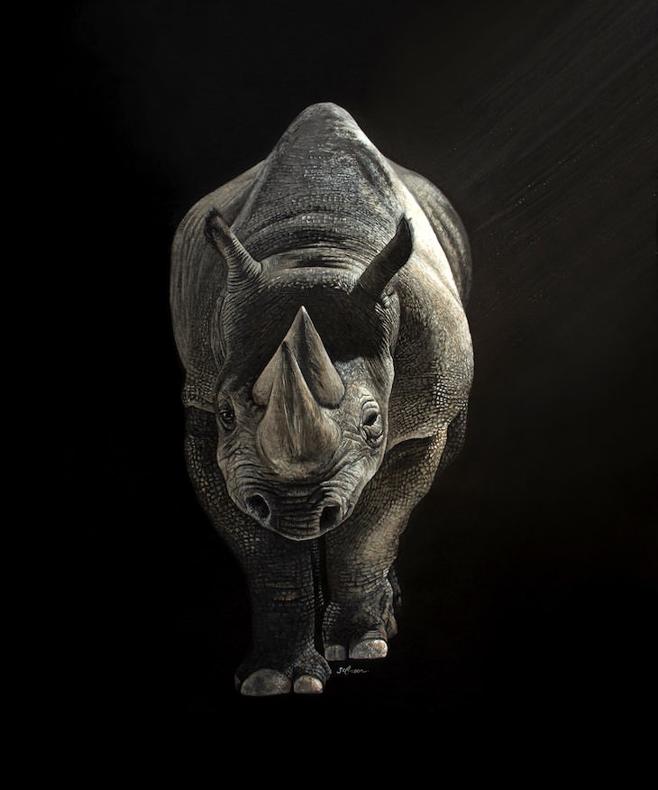 Brilliantly Detailed Animal Portraits by Sophie Green rhinoceros 