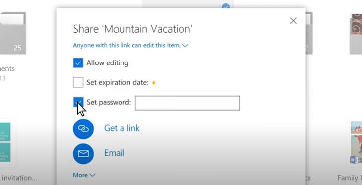 Microsoft OneDrive Tips, passwords to links