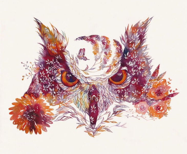 Watercolors by Hiroki Takeda owl